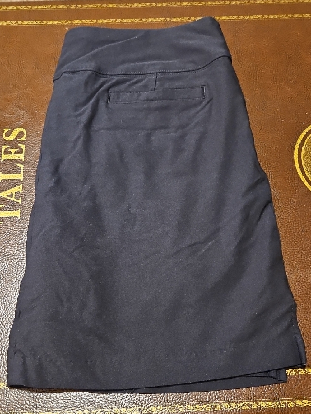 Lady Hagen Navy Pencil Skirt with Back Welt Pocket